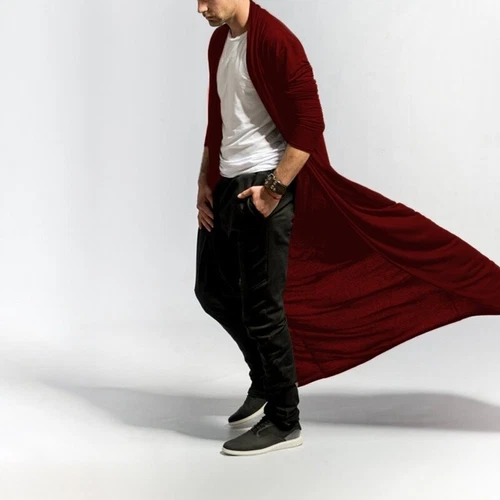 Cappotto lungo uomo giacca a vento outwear lunghezza caviglia cardigan giacca trench uk - Foto 15 di 22
