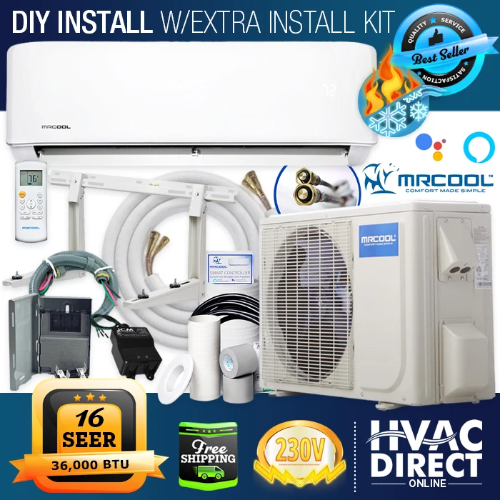 MRCOOL DIY 36K BTU 16 SEER Ductless Mini-Split AC Heat Pump System  w/Install Kit | eBay