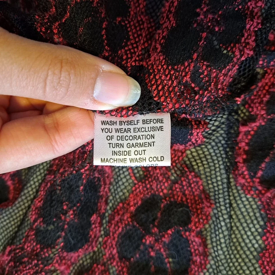 Espanador Transparente Feminino XL Vermelho Preto Kimono Camadas Floral Capricho Gótico Fada Grunge - Imagem 3 de 4