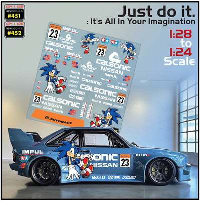 Sonic Racing Cars Water Slide Decal 1/24 - 1/28 RC Model Dicast Hot!!! #451-452