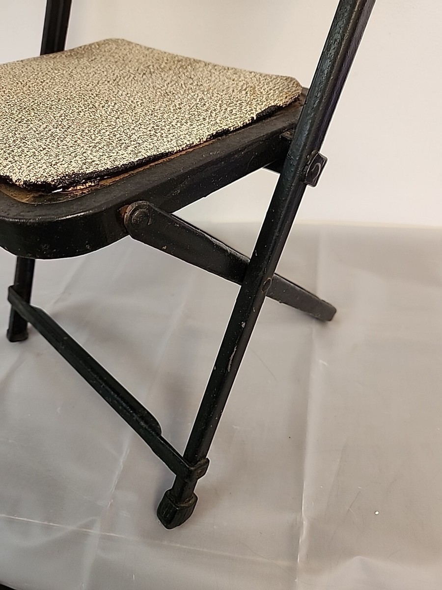 Vintage 1950s Childrens Folding Chair Black Metal MCM | eBay