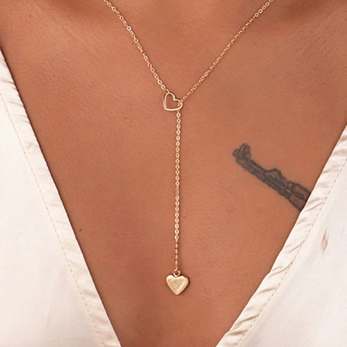 Long Chain Link Pendant Necklace 