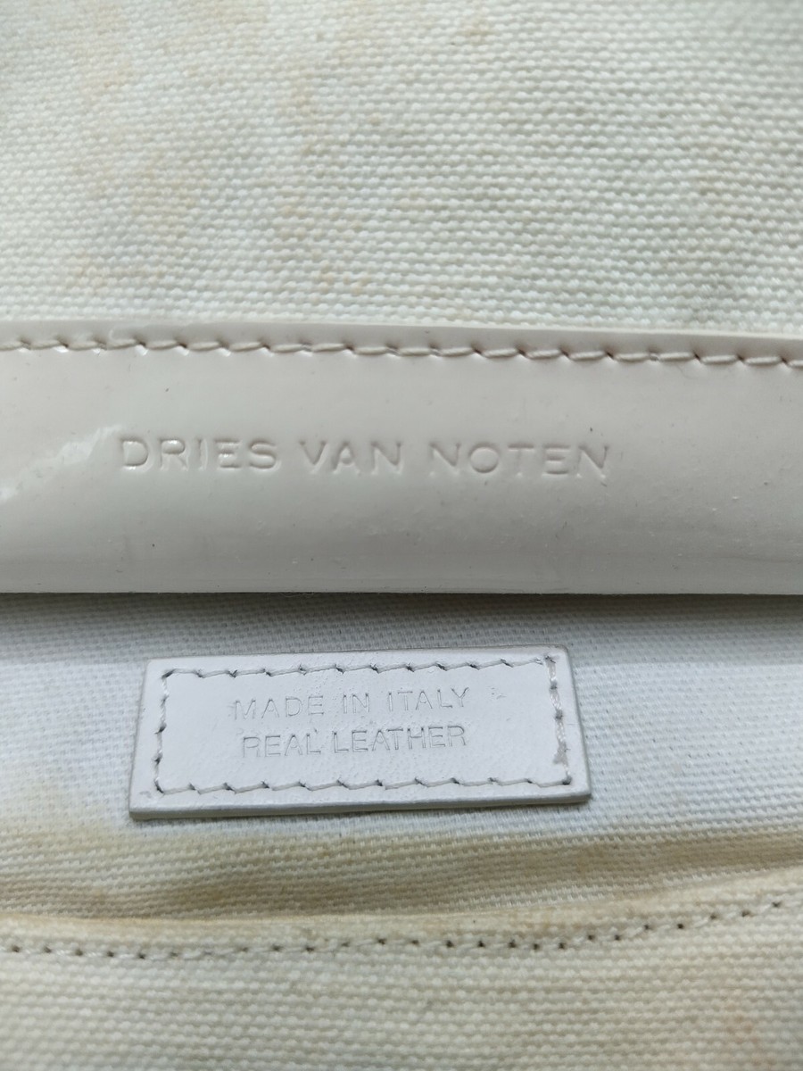 Dries Van Noten Italy White Canvas & Sequins Crossbody Bag 