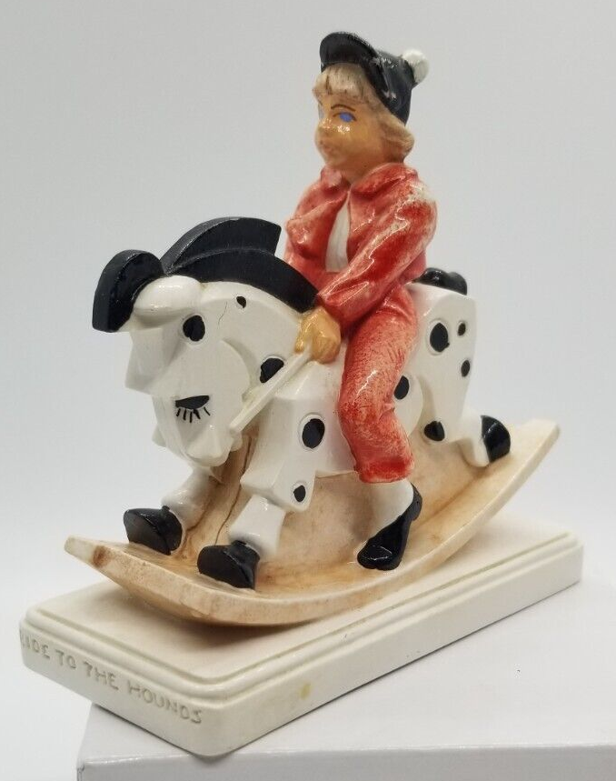 Boy on Rocking Horse Porcelain Ceramic RIDE TO THE HOUNDS Figurine c1953