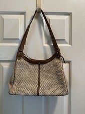 Vintage John Romain Raffia Handbag Leather Straps Zip Top Straw Wicker Classic