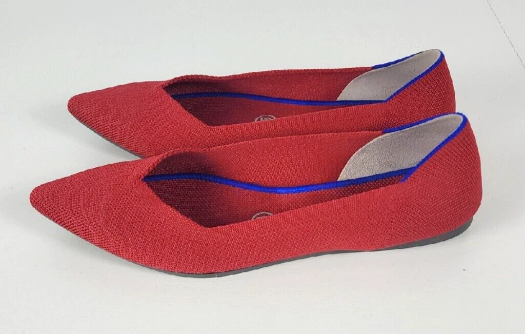 Rothys THE POINT Chili Red Knit Flats Sz 8 eBay