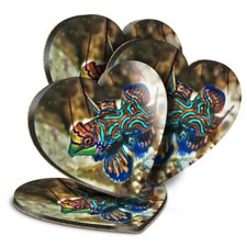 4x Heart MDF Coasters - Mandarinfish Tropical Madarin Fish #45666