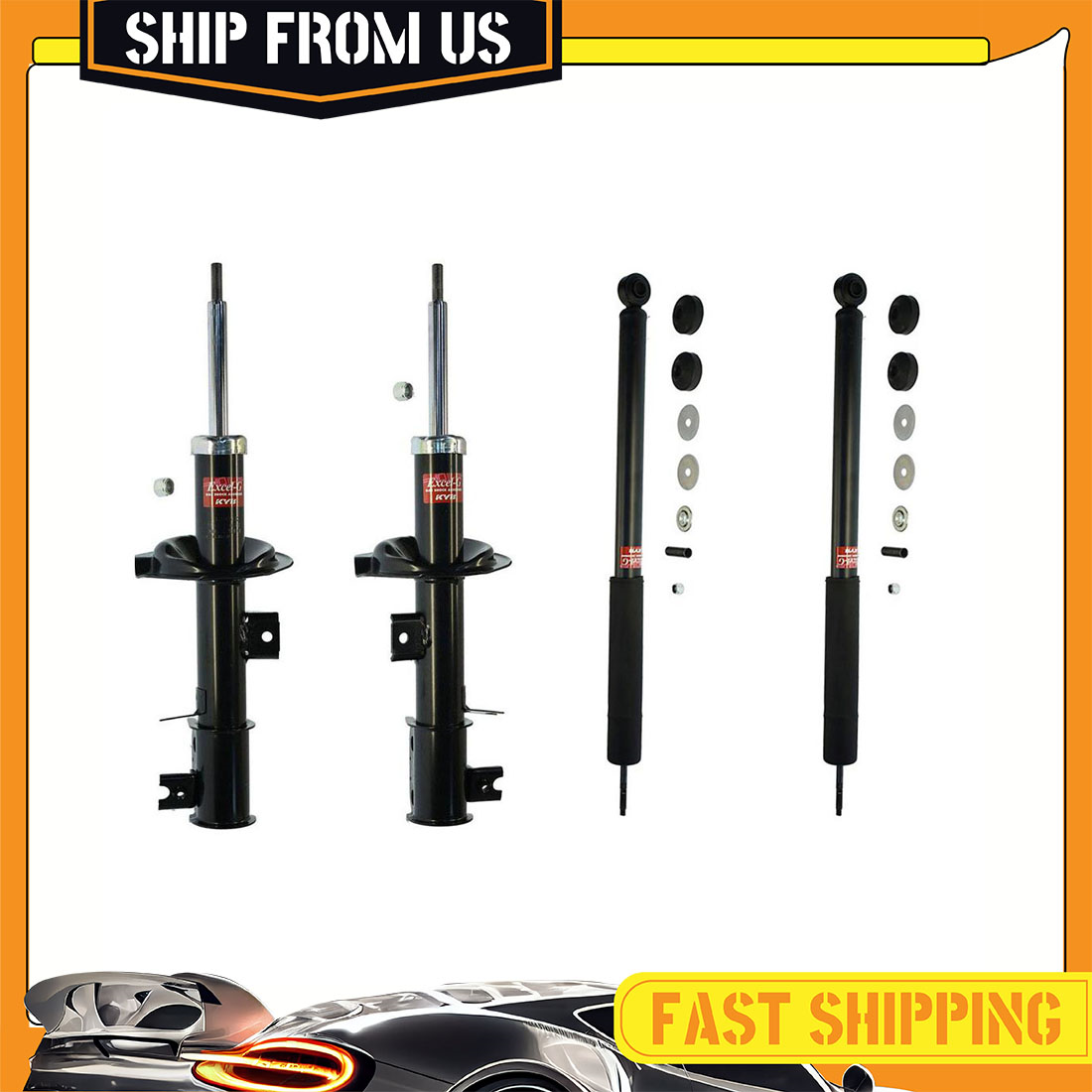 KYB Excl-G Front Rear Shock & Struts 4pcs Set For 2007-2013 Suzuki SX4 ...
