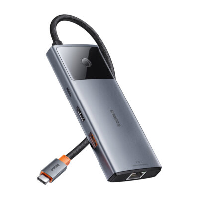 6in1 USB-HUB Metal Gleam Series II USB-A/USB-C/USB-C PD/HDMI/RJ45 in Schwarz