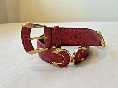 Croute De Cuir Vachette Vintage French Leather Belt Reptile  