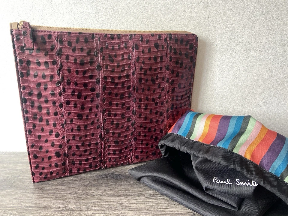 PAUL SMITH iPAD DOCUMENT FOLIO CASE PURPLE WHIPSNAKE LEATHER MADE IN ITALY