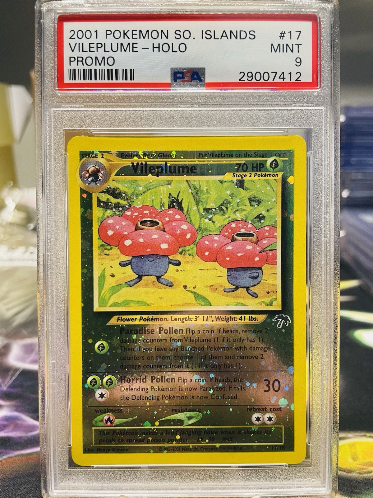 PSA 9 Vileplume 17/18 Southern Islands Promo Reverse Holo Pokemon Card SWIRL