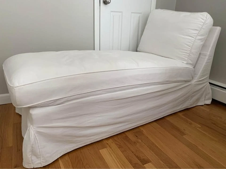 IKEA Ektorp Chaise Lounge White with Slipcover and Pillow - Image 2 of 2