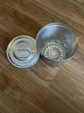 Vintage Tin Bundt Cake Baking Pan Jello Mold with lid West Germany Farmhouse