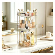360  Rotating Makeup Organizer, Large Capacity 3 Tier Perfume Skincare Clear ...
