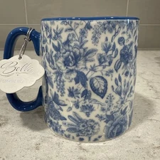 Chinoiserie FLORAL & FAUNA Blue & White 10 Strawberry Street BELLA Mug NEW