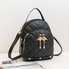 Mini Backpack for Women Small Nylon Zipper Closure Purse with Soft Handle Below