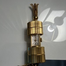 VTG BUCHERER Swiss Gold Tone Slide Open Pendant Watch Peek-A-Boo Watch