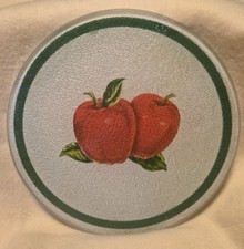 Apples (Casuals) China Pearl - Round Glass Cutting Board - Hard To Find