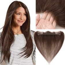Invisible Wire Women Topper REAL Human Hair Top Toupee REMY Hairpiece Lace Base