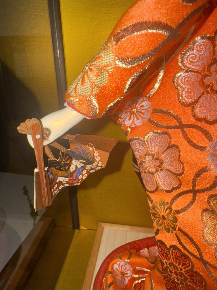 Vintage Japanese Geisha Doll 17” w/ Glass Case NO MIN NO RESERVE
