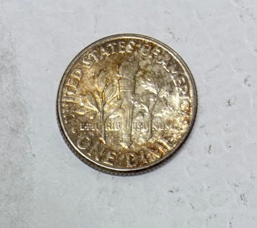 1948 Silver Roosevelt Dime, Uncirculated, Nice Golden-Colored Toning!