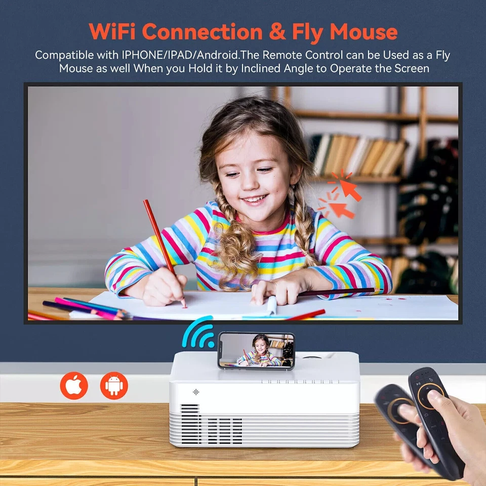 ✅Full HD-Projektor mit 1080p Beamer 6000 Lumen Tragbarer für Smartphone/TV - Bild 3 von 4