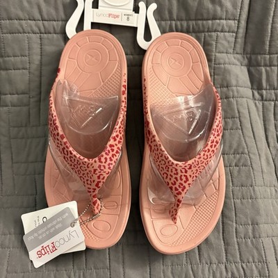 Aetrex Orthotic Lynco Flips Maui Thong Sandals Size 8 Women Blush Pink Leopard