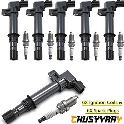 6x spark plugs and ignition coil packs UF270 for 02-08 Jeep Liberty 3.7L V6