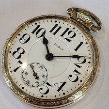 L62 NICE 16s ELGIN 21j FATHER TIME model 15 RAILROAD WATCH RUNS A+!
