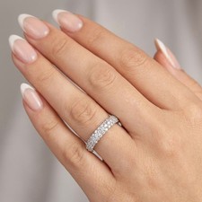 Classic Eternity Wedding Ring Solid 14K Gold 1 CT Round Lab-Grown Diamond D VVS1