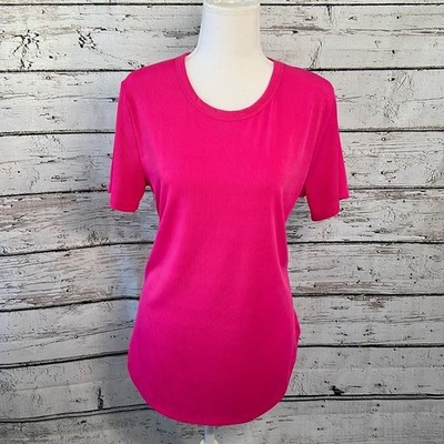 Crazy Train Bright Pink Short Sleeve pink Ribbed T-shirt size small