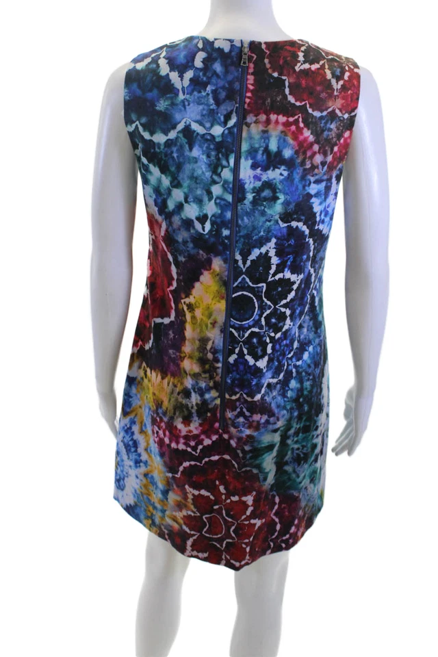 Alice + Olivia Women Shift Dress Blue Sleeveless Round Neck Mid-Calf Size 6 - Image 3 of 4