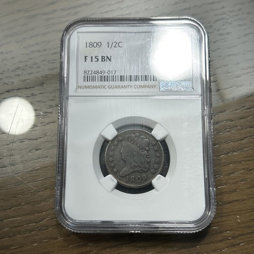 1809 1/2C Classic Head Half Cent PCGS F 15