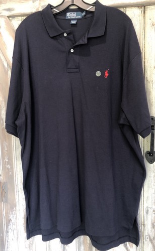 POLO Ralph Lauren Classic Navy Blau Rot Pony Logo 100% Baumwolle S/S Hemd XXL Neu