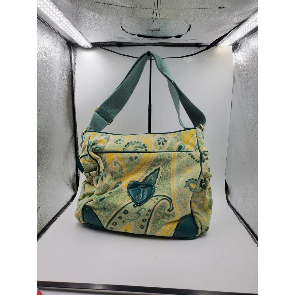 Juicy Couture зеленый желтый пейсли Couture Baby наплечная сумка винтажный Y2K  - Изображение 4 из 4
