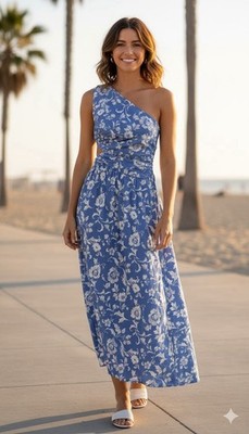 Abercrombie Fitch Giselle Wedding Guest Floral One Shoulder Cutout Dress Size S