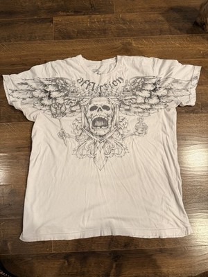 RARE Vintage White Fedor Emelianenko Affliction 2XL Shirt - FITS like XL MMA Y2K