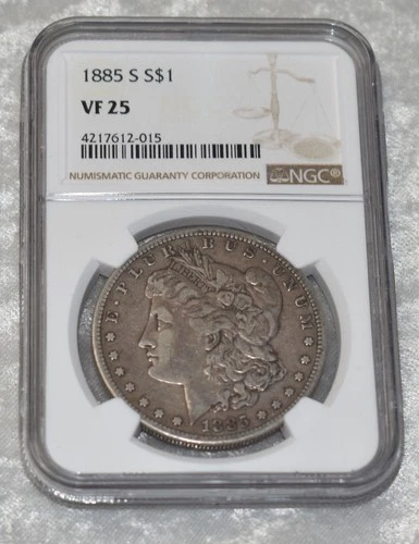 1885 S MORGAN 90% SILVER $1 DOLLAR NGC CERTIFIED VF 25 VF25 SAN FRANCISCO MINT