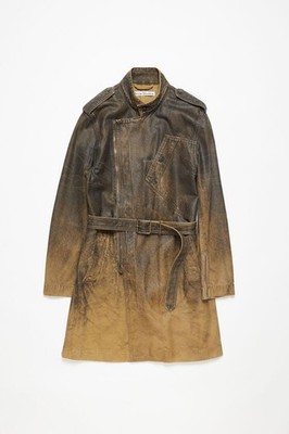 NWT Acne Studios Men s Denim Belted Coat In Black/yellow 100% Cotton Size 48