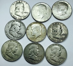 *MIXED SILVER HALF DOLLAR LOT* * 9 TOTAL COINS* NR #P3232