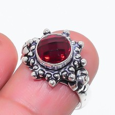 Red Garnet Gemstone 925 Sterling Silver Jewelry All Size Ring For Gift