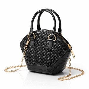 Mini Sac Verni Chaîne Dorée Noir Blanc Femme Chic Élégant Cadeau