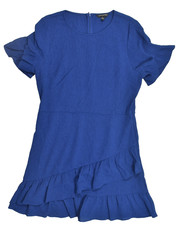 Banana Republic Blue Textured Crepe Ruffle Hem Sheath Dress Size 14