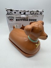 BigMouth Dachshund Wiener Perro Cerámica Mantequilla Plato Cubierto Guardián Caja Abierta RARO