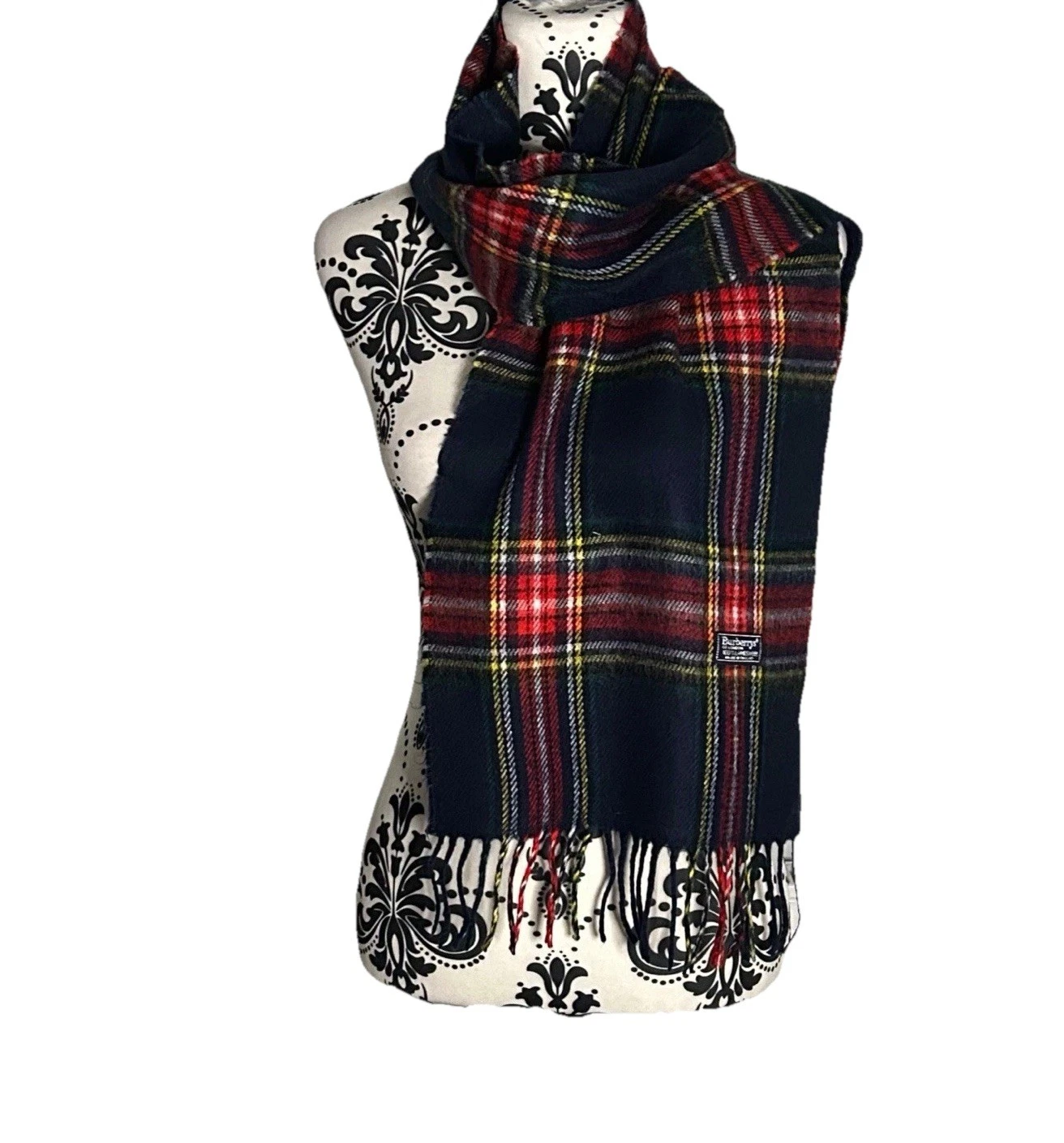 Burberry Vintage Lambswool Scarf Navy Red Plaid Casual Outdoor
Opens in a new window or tab