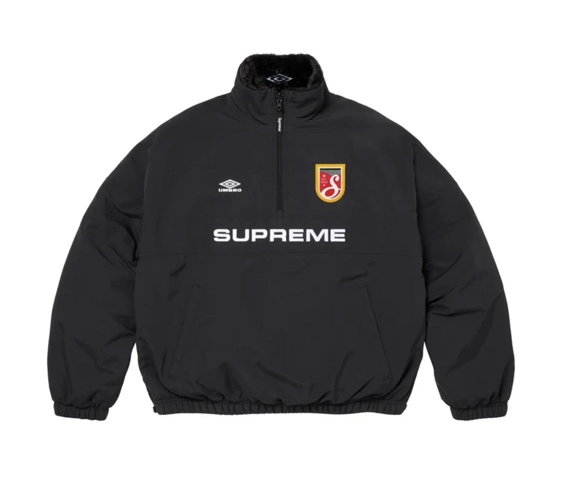 Supreme Umbro Reversible Faux Fur Pullover Jacket Black New In Hand FW26 image 1