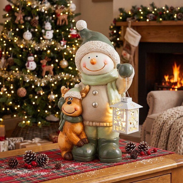 Homcom Weihnachtsdeko Figur Schneemann 43 Cm, Weihnachtsfigur Aus MGO FüR Innen-image