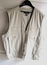 L Banana Republic Safari Travel Utility Photo Fishing Vest Khaki Beige Cotton