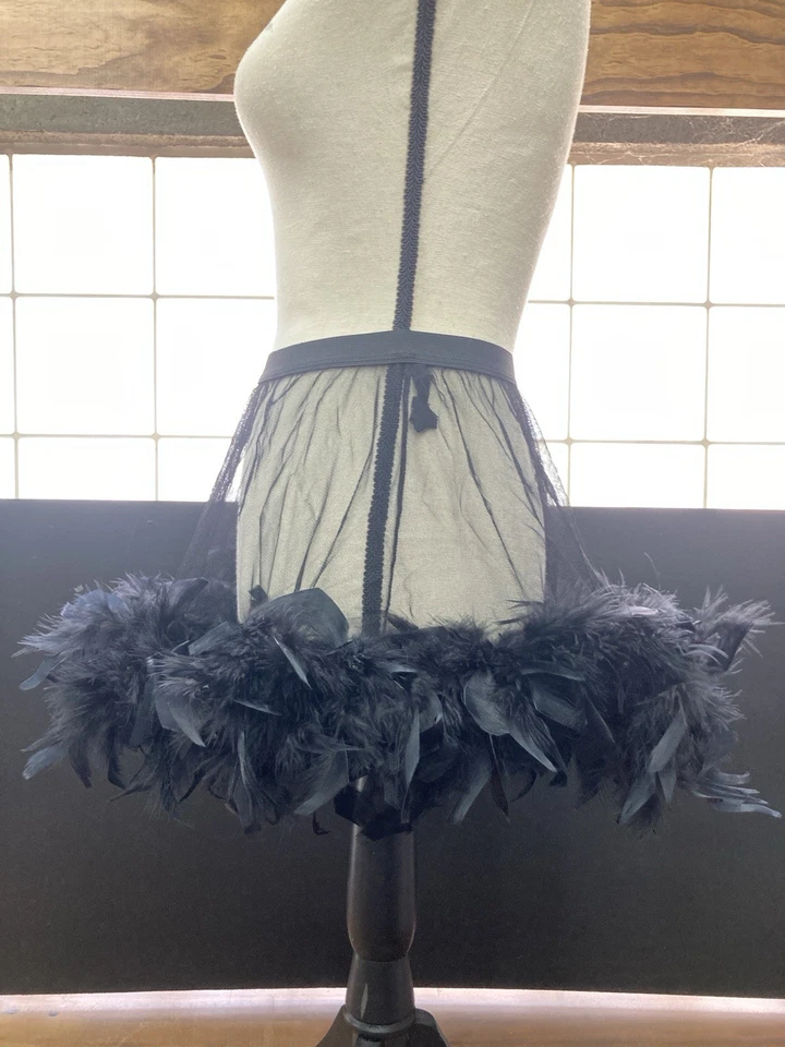 Vintage Hot Topic Black Maribou Feather Trimmed Tutu Halloween Cosplay Costume - Image 4 of 4